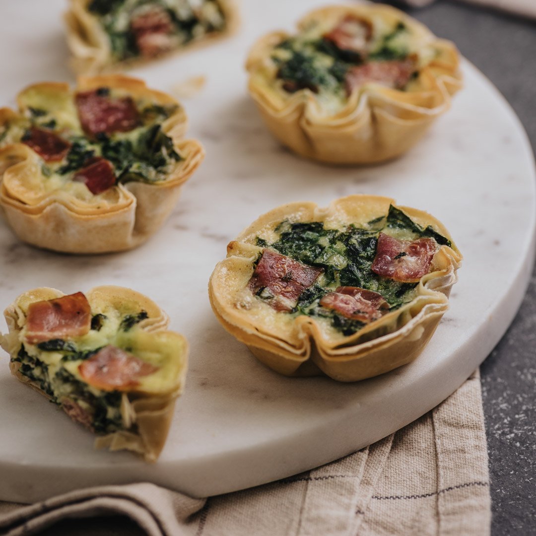 Mini Quiches de Espinacas con Jamón Serrano